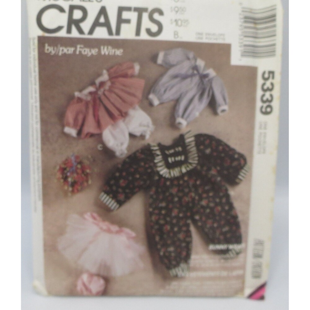 McCall's Crafts 5339 Rabbit Doll Clothes Jumpsuit Dress 14 20 25" 90s